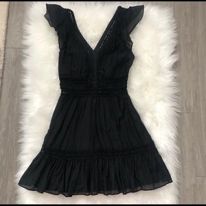 Bebe crochet trim poplin dress